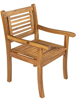 SAM Akazien-Gartenstuhl Cordoba, FSC® 100% Massiv mit Armlehnen, gemütlicher Garten-Sessel für Garten, Terrasse, Balkon
