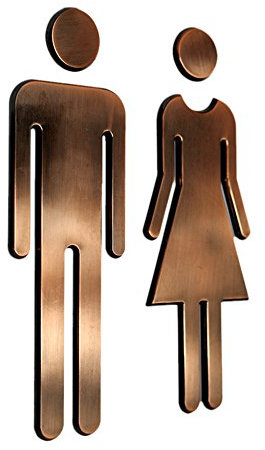 Tocone Acrilico WC Segno Targa Toilette Bagno Porta Targhetta Adesiva Segnaletica Simbolo Uomo e Donna Decorazione Domestica (Bronzo)