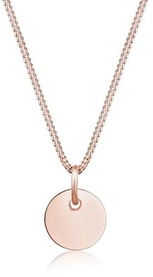 Elli Halskette Damen mit Plättchen Anhänger im Basic Geo Look in 925 Sterling Silber rosé vergoldet 45 cm Länge
