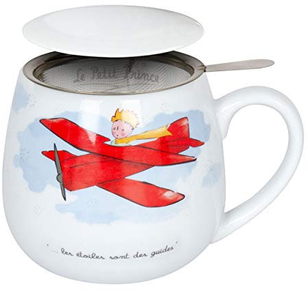 Könitz Le Petit Prince Avion Becher, Tasse, Teetasse, Französisch, mit Sieb und Deckel, Porzellan, 420 ml, 11 5 143 2317