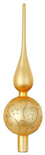 Inge-Glas Christbaumspitze Ornament Glas 32cm Ornament Baumspitze Baumschmuck Weihnachtsbaumspitze Baumspitze Geschenk Germany Spitze Farbe: Gold matt