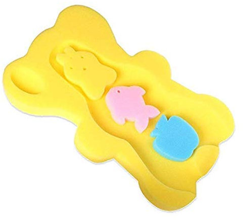 Cojín de bañeras de esponja para baño de bebé, recien nacido antibacteriano y antideslizante Tumbona de baño para bebé (yellow)