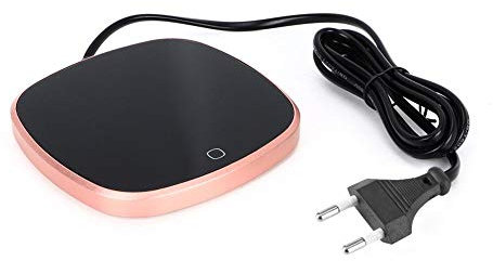 Gold Al-Mg-Legierung Glas Haushalt Wasserdicht Touch Heizbecher Matte Warmes elektrisches Pad für Kaffee Tee für Home Office Coffee Shops Restaurant(EU Plug 220V)