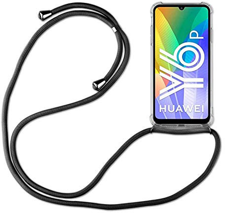betterfon Hülle Kompatibel mit Huawei Y6P | Handykette Smartphone Halskette Hülle mit Band | Handyhülle mit Kordel zum Umhängen Kompatibel für Y6P | Schwarz