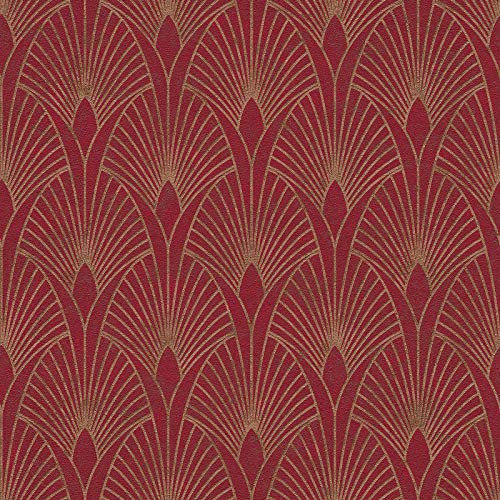 Art-déco-Tapete Silber Rot Vliestapete Silber Rot | Tapeten online kaufen
