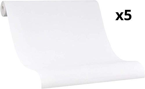 5 x Zeichenpapier Rolle Weiß Malpapier für Kinder 50m x 0,53m (5 x 10m) Hochwertige deutsche Qualität