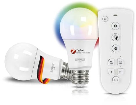 SCHWAIGER HALSET300 Leuchtmittel Set E27 LED Wohnlicht Dimmbar SmartHome Smart App steuerbar Fernbedienung