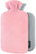 Bouillotte avec Housse Polaire - Housse Premium Douce et Molletonnée - Grande Capacité 1,8 L - Bouillotte Eau Chaude pour Soulagement de la Douleur, Dos, Cou et Épaules - Rose