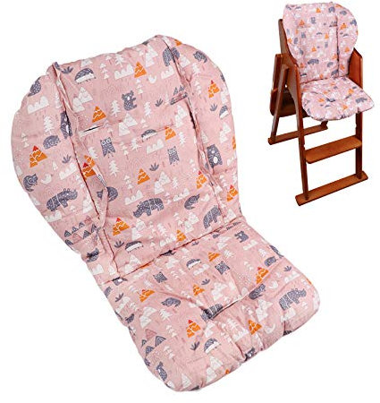 Coussin de chaise haute pour bébé, coussin épais pour chaise haute en bois, tapis de chaise de salle à manger pour bébé (forêt rose)