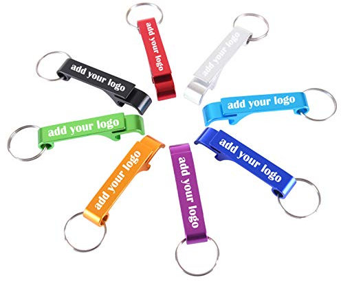 Personalisierter Flaschenöffner mit Ihrem Text-Design-Logo, Aluminium-Schlüsselanhänger, personalisierter Bierflaschenöffner für Hochzeit, Geburtstag, Party, Geschenk, 100 Stück