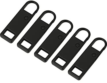Kit Faderr de Fermeture Éclair avec 5 Tirettes et Languette de Remplacement Miroir Noir pour Réparation