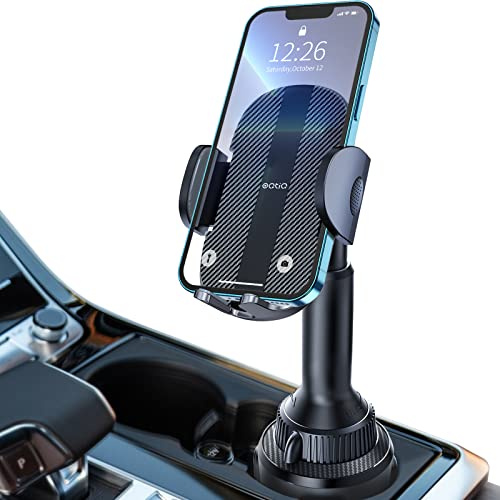 OQTIQ Support Téléphone Voiture pour Porte-Gobelets, Base Réglable 3-4 | Pince à Touche Unique pour Téléphones 4,7–7 Pouces, Rotation 360°, Support Stable avec Grip Antidérapant