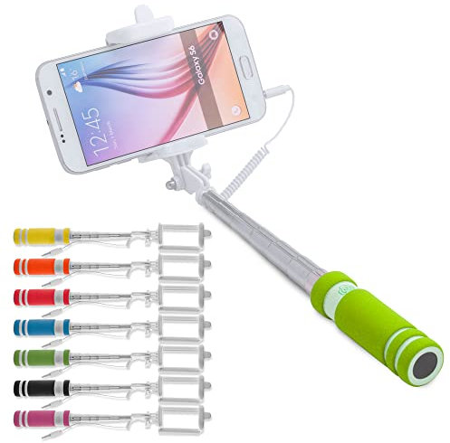 ANTEVIA Matériaux Perche à Selfie Universelle Design et Ultra compacte avec Bouton de Prise de Vue Jack| Plus DE 10 MODELES | Couleur : Vert (Paicom Vert)