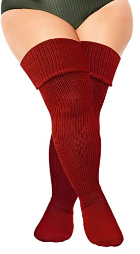 DRESHOW Plus Size Women Thigh High Socks Extra Long Thick Over the Knee High Stockings Leg Warmer Boot Socks