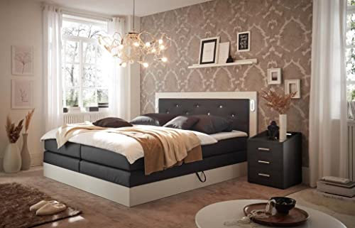 Froschkönig24 Anna-Lena Boxspringbett Bett 180x200 cm, inkl. Bettkasten Schwarz