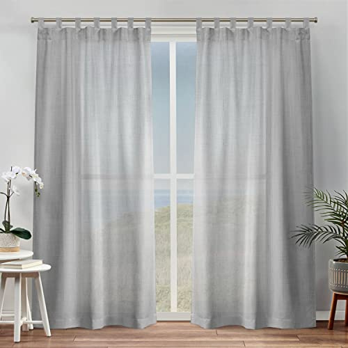Exclusive Home Bella Sheer Tab Top Curtain Panel Pair, 54x84, Silver