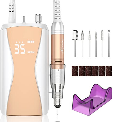 Kredioo Ponceuse Ongles 35000 Tours Professionnlle Rechargeable avec Ecran Puissante Silencieuse Faible Vibration pour Manucure Pédicure