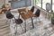 SAM 5tlg. Essgruppe Laxmi 140 x 80 cm, Akazienholz massiv, nussbaumfarben, Baumkantentisch mit Vier Metallbeinen in Schwarz + 4X Schalenstuhl Lerche in Schwarz