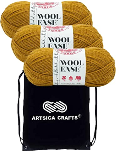 Lion Brand Yarn Wool Ease 620-087 Arrowwood | 3 Skeins, Same Dye Lot, Project Bag, CYC #4 Worsted, 80% Acrylic-20% Wool, Ideal for Crochet, Knitting Afghans, Blankets