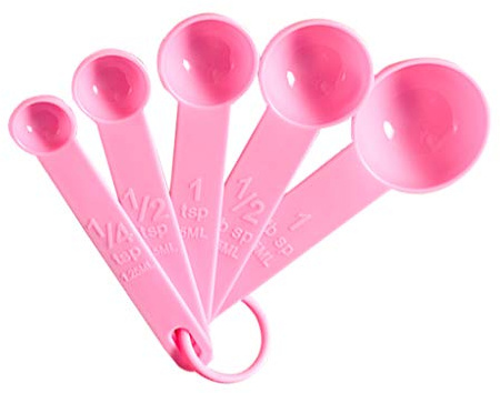 5 Stück Messlöffel Kunststoff Hotel Küche Zucker Mehl Gewürzschaufeln mit Skala Kochen Backen Zubehör Rosa