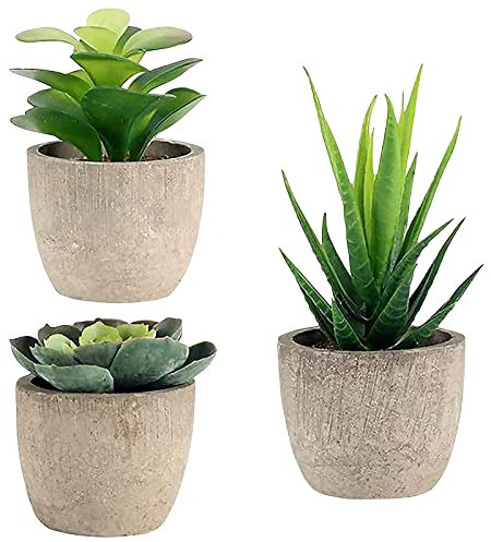 3 Stück Künstliche Pflanzen, Kunstpflanze Sukkulenten, Kunstpflanze Künstlich Frühlingsdeko, Kunstpflanze Bonsai mit Topf, Deko Pflanze für Wohnzimmer Balkon Schlafzimmer Badezimmer Geschenk (A)