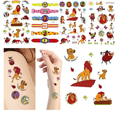 Der König der Löwen Kinder Temporäre Tattoos the Lion King Tattoo Stickers Set Party Favor Tattoo Aufkleber (4 Blätter)