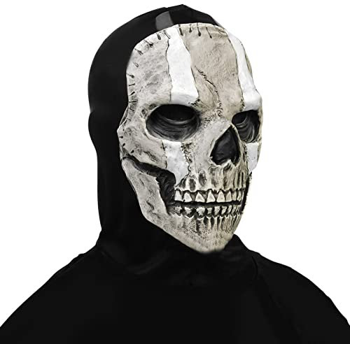Lergas Schädelmaske Halloween Maske Grusel Skelettmaske Totenkopf Maske Vollmaske Ghost Maske Call of Duty Halloween Skelettmaske Party Masken für Erwachsene (A)