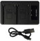 vhbw Dual Charger compatible with Sony DCR-TRV22E, DCR-TRV230E, DCR-TRV22K, DCR-TRV230 Camera Battery Camcorder - Cradle + Micro USB Cable