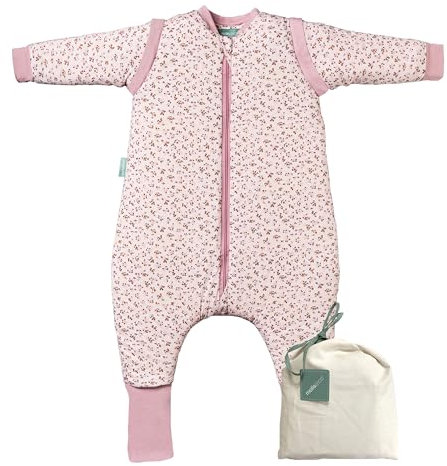 molis&co. Baby-Schlafsack mit Füßen, abnehmbare Ärmel und Socken. 2.5 TOG. Ideal für die Übergangszeit und den Winter. 100% Baumwolle (Oeko-TEX 100). (Misty Rose, 70 cm (1 Jahr))