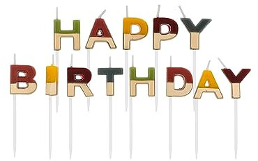 Folat 24209 Kuchen Kerzenset 'Happy Birthday' Comfy Cozy - 2 cm Geburtstagskerzen für Geburtstag, Geburtstagsdeko, für Kinder Partys, Hochzeiten, Firmenfeiern, Jubiläen