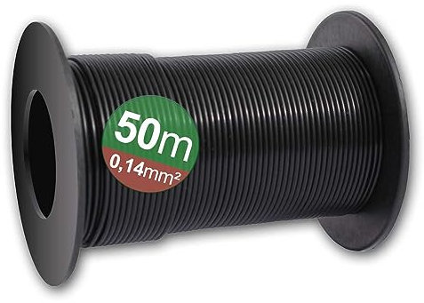 world-trading-net - Schaltlitze 0,14mm², schwarz, Länge 50m, auf Kunststoffspule, Aufbau 18x 0,1mm, Leiterquerschnitt 0,14mm²