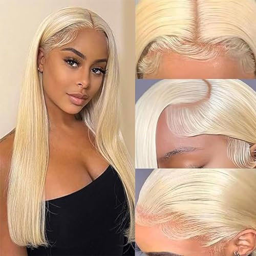 613 Lace Front Wig 13x4 Lace Front 613 Wig Straight Blonde Wig 100% Brazilian Virgin Hair Unprocessed Pre Plucked with Baby-Hair Natural Hairline 9a Grade For Women 16 Zoll