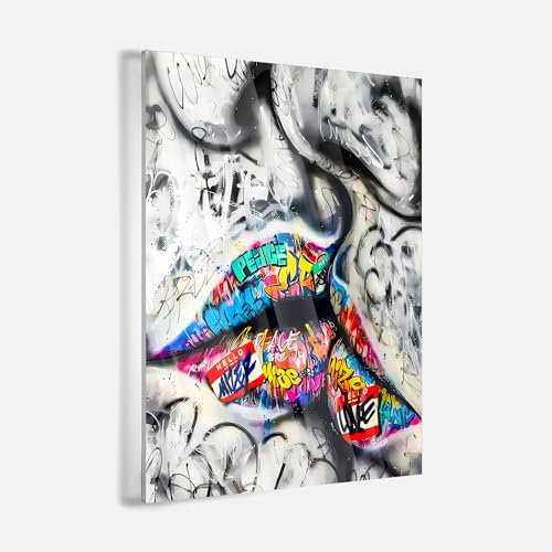 Acrylglas Pop Art Graffiti Banksy Urban Kiss Kuss küssen Liebe Love Wand Abstrakt Wandbilder Glasbilder Wohnzimmer Schlafzimmer Büro Wanddekoration Deko XXL günstig (Acrylglas, 40x30 cm)