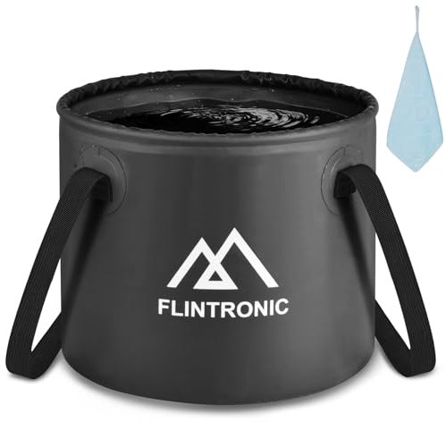 flintronic Outdoor Faltschüssel 10L/20L, Outdoor Falteimer, Faltbarer Fischeimer, Aus Langlebigem Planen Gewebe, Als Waschschüssel, Spülwanne, Spülschüssel