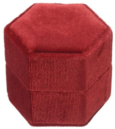 sourcing map Samt-Aufbewahrungsbox für Halsketten, Geschenk-Ringetuis, Schmuck-Präsentationsbox, sechseckig, 6,6 x 5,6 x 5,6 cm, Kordsamt
