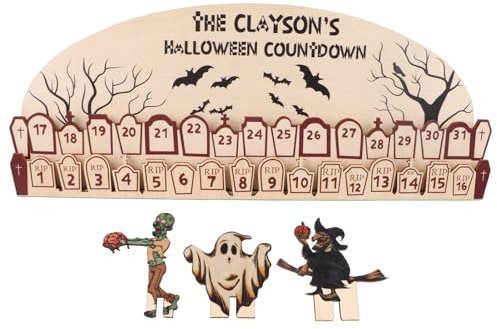 Leapiture Halloween-Adventskalender, Tischdekoration, 31 Tage, Halloween, Beweglicher Holzblock, Countdown-Kalender Für Heimdekoration, Urlaub, Ornament, Geschenk