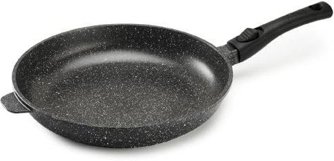 Pradel Excellence - PCUI001004 - Poêle en Fonte d'Aluminium Premium Ø32cm - Revêtement Anti-Adhésif Façon Pierre - Manche Amovible - Tout Feu, Induction, Four, Noir