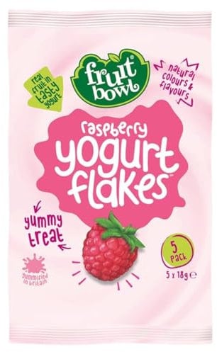 Generic Fruit Bowl Raspberry Yoghurt Flakes 5 x 18g, Real fruit in tasty yogurt, Natural colours & flavours, Yummy Treat, Perfect for little lunch boxes, Great for baking, Ideal as a snack