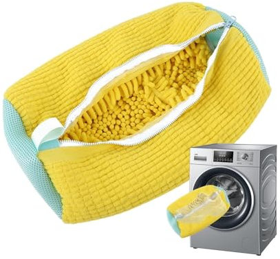 Bolsa Zapatos Lavadora, Bolsa de limpieza para zapatillas,bolsas para zapatos con cremallera, Funda Zapatos Lavadora Para La Colada Lavadora Secadora, Bolsa de Lavado de Zapatos de Malla (Yellow)