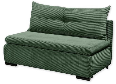 Stella Trading Charlie Bequemes Schlafsofa mit Bettkasten in Cord-Optik, Winter Moss - Kompaktes Sofa mit Schlaffunktion - 153 x 75/90/92 x 83 cm (B/H/T)