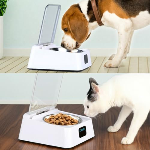 Open Lid Pet Feeder, Automatic Cat Feeder with Infrared Sensor Cover, Removable Bowl Battery Powered Intelligent Automatic Opening Lid Dog Feeder, Pet Food Dispenser for Cats and Dogs