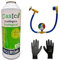 D2 226g. Kit Completo Recarga A/A (Botella. + Racor con Grifo + Guantes de Protección) Refrigerante Orgánico Ecológico Sustituto del R12 y R134A para Recarga de Aire Acondicionado Coches