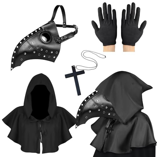Lifreer Plague Doctor Mask, Steampunk Bird Mask Halloween Costume for Men, Gothic Cosplay for Halloween Party Carnival for Adult