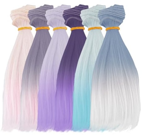 DICOSMETIC 6 Stück Puppenperücke 6 Farben Puppenhaar 15.5cm Gerades Kurzes Puppenhaar Kunststoff Puppenhaarsträhnen Puppenherstellungskits Puppenhaarextensions Kunsthaar Ersatz
