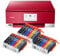 IC-Office TS8352a Farbtintenstrahl-Multifunktionsgerät All-in-One 3-in-1 (Drucker, Scanner, Kopierer, CD-Druck, USB, WLAN, Apple AirPrint, SD-Karte) Rot + 18 XXL Tintenpatronen
