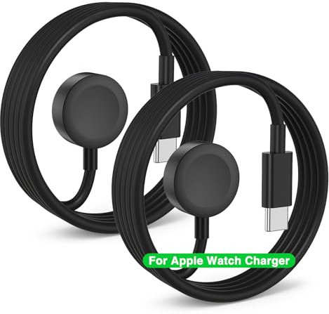 2 Pack Apple Watch Fast Charger - USB C Cable, Magnetic iWatch Charger, Fast Charging Cord 1M for Apple Watch Ultra/SE/Series 10/9/8/7/6/5/4/3/2/1 - Black
