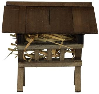 ZICOM Krippenzubehör Futterkrippe 10x10x10,5cm Holz – Authentische Miniatur-Futterkrippe für Krippen