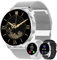 JUBUNRER Smartwatch Damen Herren Telefonfunktion 1,34 HD Touchscreen Fitnessuhr Rund Wasserdicht Schrittzähler Pulsmesser Schlaftracker Menstruationszyklus Geschenke- Android IOS [3 Armbänder]