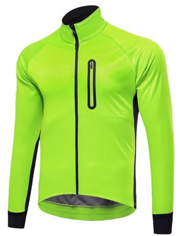 VeloZenith Fahrradjacke Herren Winter Wasserdicht Thermo Atmungsaktiv Reflektierend MTB Radjacke Herren Winter für Outdoor,Radfahren,Trekking,Klettern(Grün, L)