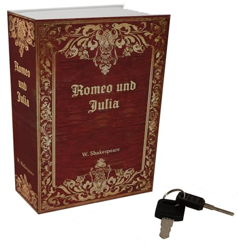 Romeo und Julia Booksafe Ein klassisches Buch in Dunkelrot mit goldenen Buchstaben - literarischer Charme für Ihr Bücherregal